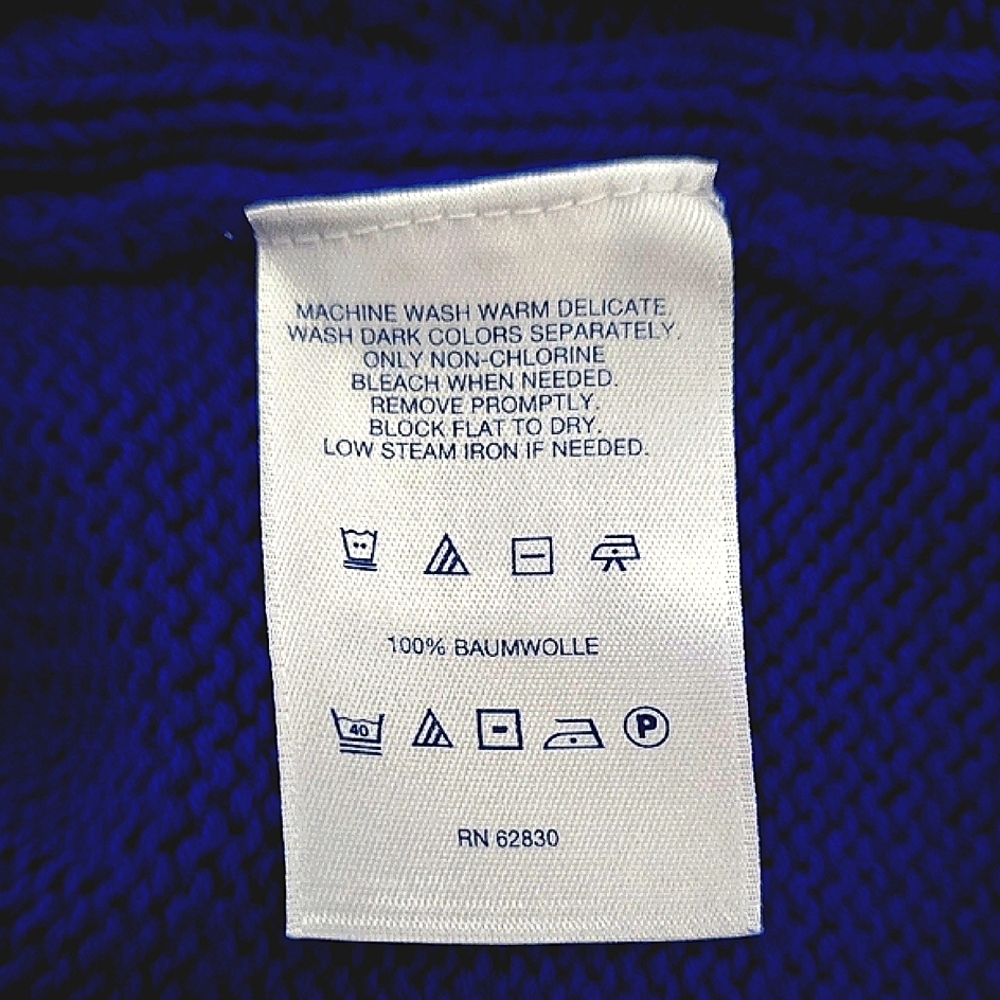 Lands' End Royal Blue Cable Knit Crew Neck Sweater - Picture 4 of 5